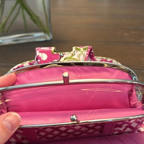Vera Bradley Wallet.  Pink green and white. - Picture 5 of 8
